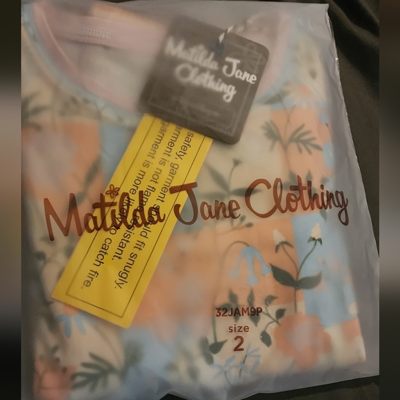 Matilda Jane Size 2 Remi Girls Floral/Striped Mixed Print Jammies pajamas peach - Picture 4 of 4